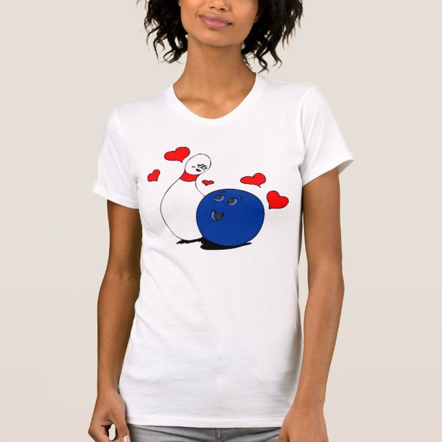 T-Skjorta-Valentin bowlingklot & klämmer fast T Shirt (Framsida)