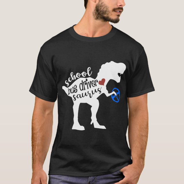 t-skjortor för bil för skolbusschaufförsaurus t shirt (Framsida)