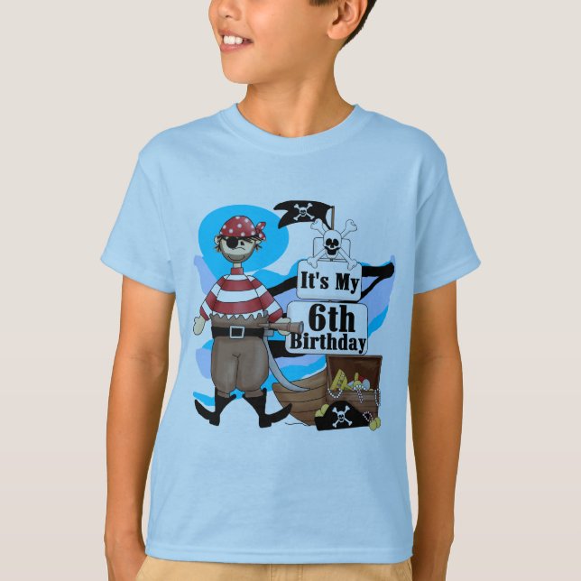 T-skjortor och gåvor för pirat6efödelsedag t shirt (Framsida)