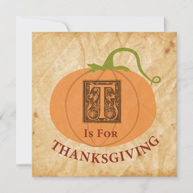 T står för Thanksgiving Inbjudningar (Framsida)