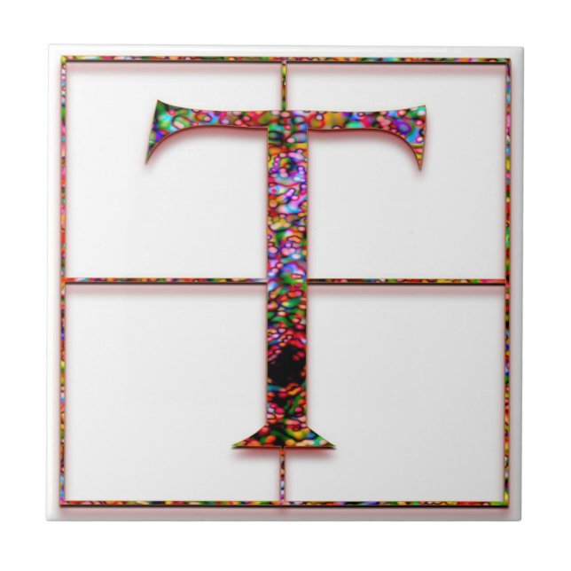 T Trajanus Red Anpassningsbar Monogram Tile Kakelplatta (Framsidan)