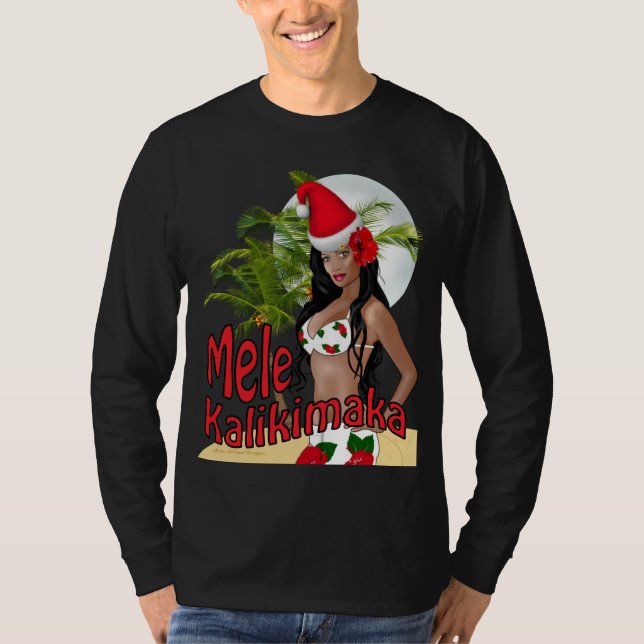T-tröja 04 för Wahine pinupMele Kalikimaka jul Tee (Framsida)