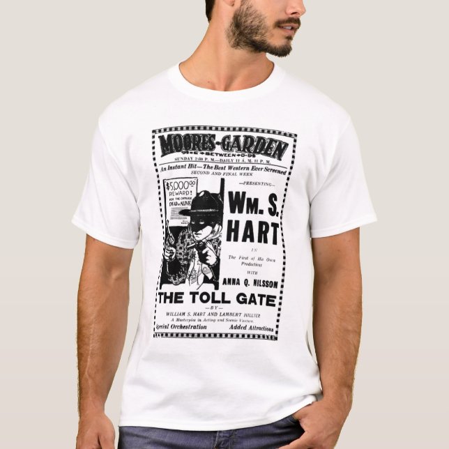 T-tröja 1920 för William S. Hart filmannons T-shirt (Framsida)