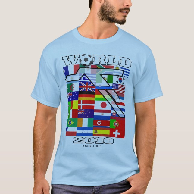 T-tröja 2010 för blått för vmfotboll Head Tee Shirt (Framsida)