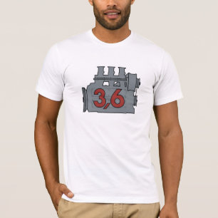 T-tröja för 3,6 motor, singel beklär avbildar t-shirt