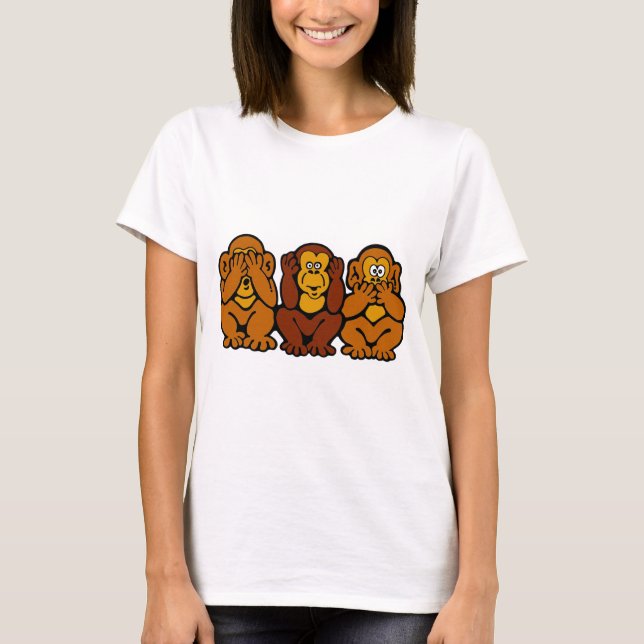 T-tröja för 3 lite apor t-shirt (Framsida)