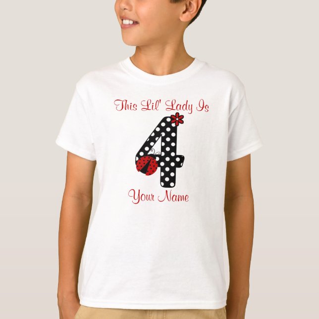 T-tröja för 4e födelsedagennyckelpigapersonlig t-shirt (Framsida)