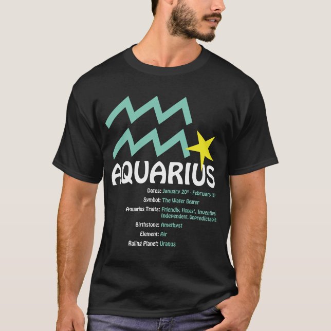 T-tröja för Aquariusdragmörk Tee Shirt (Framsida)