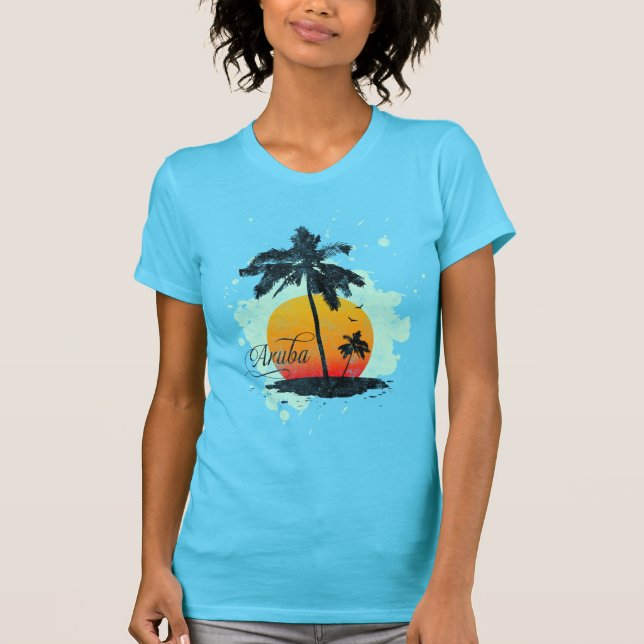 T-tröja för Aruba palmträdSilhouette Tee (Framsida)