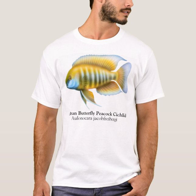 T-tröja för Aulonocara afrikansk påfågelCichlid Tee Shirt (Framsida)
