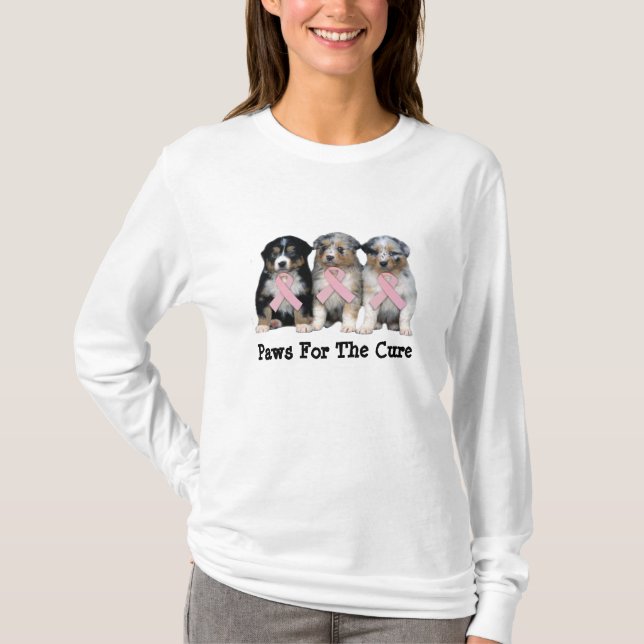 T-tröja för australian shepherdbröstcancerdamer tröja (Framsida)