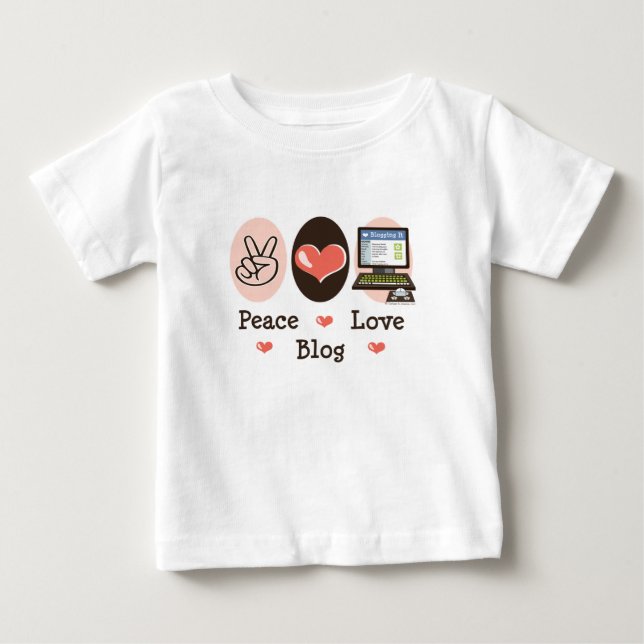 T-tröja för baby för fredkärlekblogg tee (Framsida)