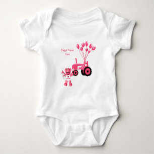 T-tröja för babyrosabjörn och rosatraktor tröja