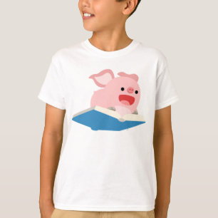 T-tröja för barn för flygbok- och tecknadgris t shirt