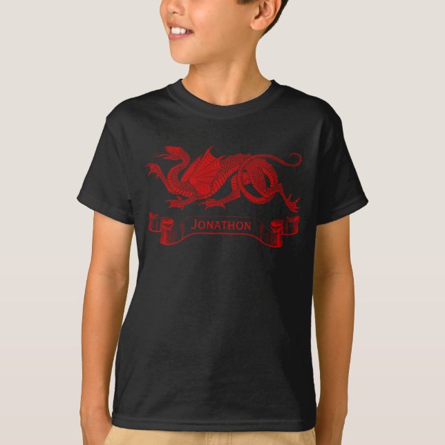 T-tröja för barnpersonligdrake t-shirt (Framsida)