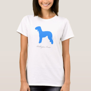 T-tröja för Bedlington Terrier (blåttsilhouette T Shirt