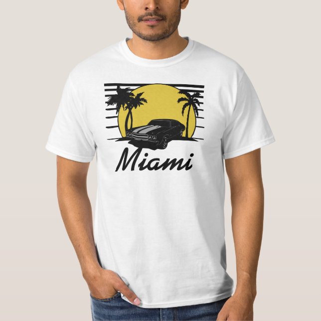 T-tröja för bil för surfa för Miami (stadsnamn) T Shirt (Framsida)