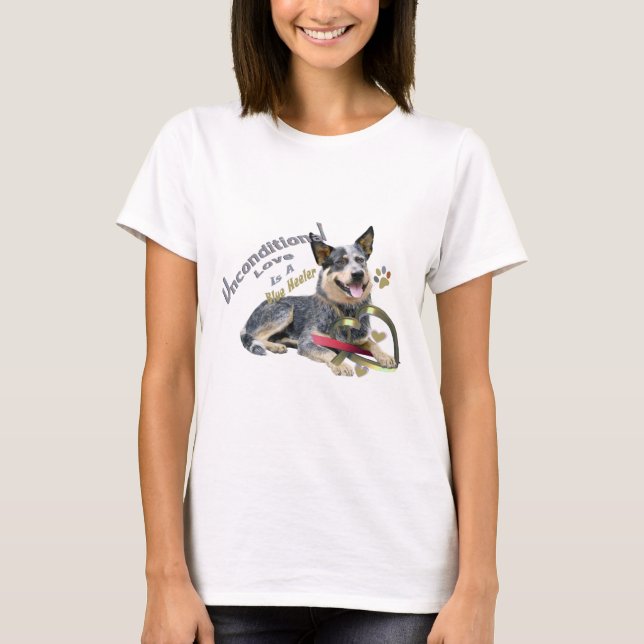 T-tröja för blåttHeeler ovillkorliga kärlek T-shirt (Framsida)