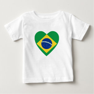 T-tröja för Brasilien flaggahjärta Tee