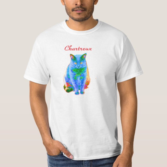 T-tröja för Chartreux Kattneon T Shirt (Framsida)