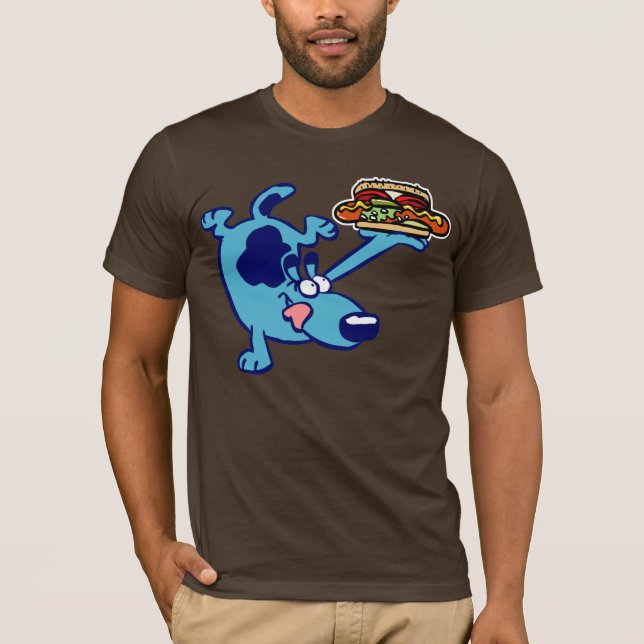 T-tröja för Chicago varmkorv 2 (blåtttecknad hund) T-shirt (Framsida)