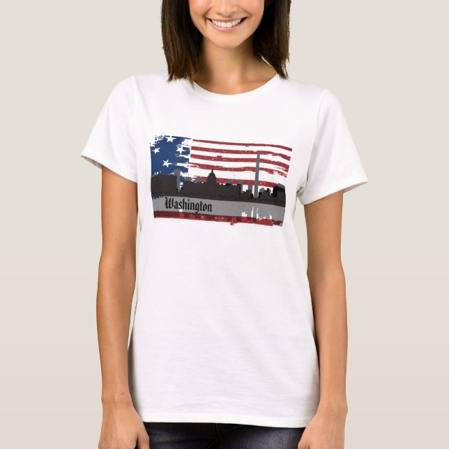 T-tröja för CityScape för städer för Washington T Shirt (Framsida)