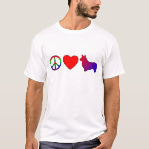 T-tröja för Corgis för fredkärlekPembroke wale T-shirt