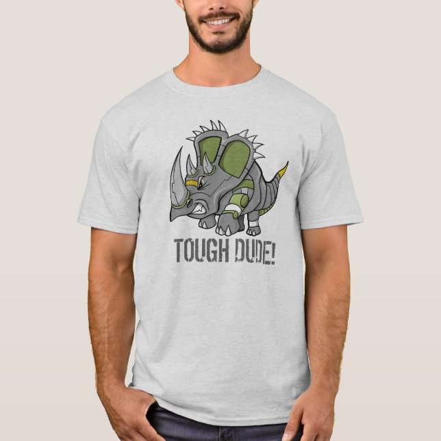 T-tröja för Dude för robotTriceratopsDinosaur tuff T Shirt (Framsida)