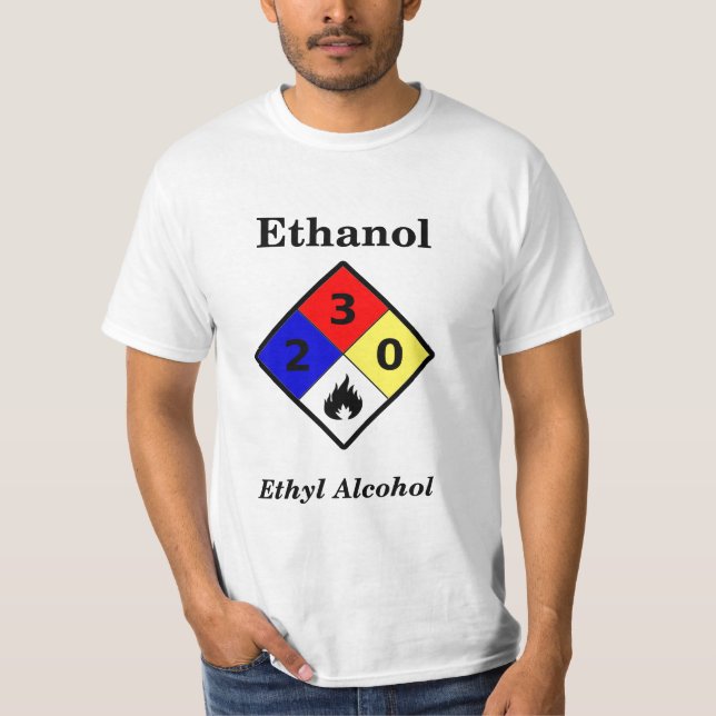 T-tröja för Ethanol MSDS Tee Shirt (Framsida)