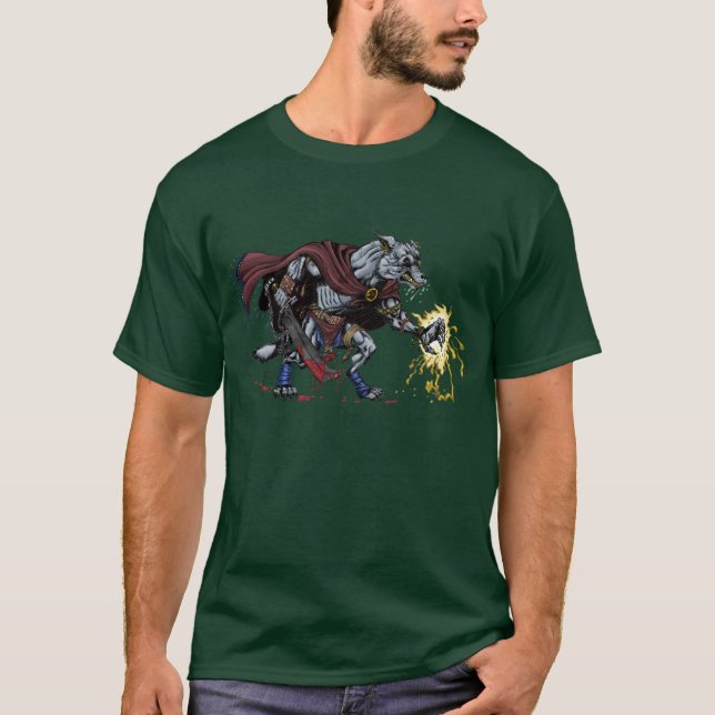 T-tröja för fantasiWerewolfkämpe Tee Shirt (Framsida)