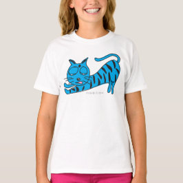 T-tröja för flicka för blåttkattungeelasticitet t-shirt