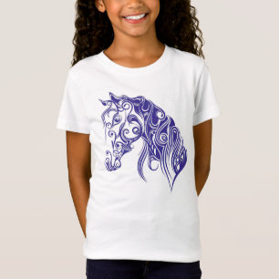 T-tröja för flickor för blåtthästdesign t shirt