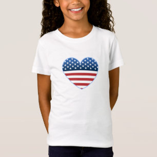 T-tröja för flickor för USA hjärtaflagga Tee Shirt