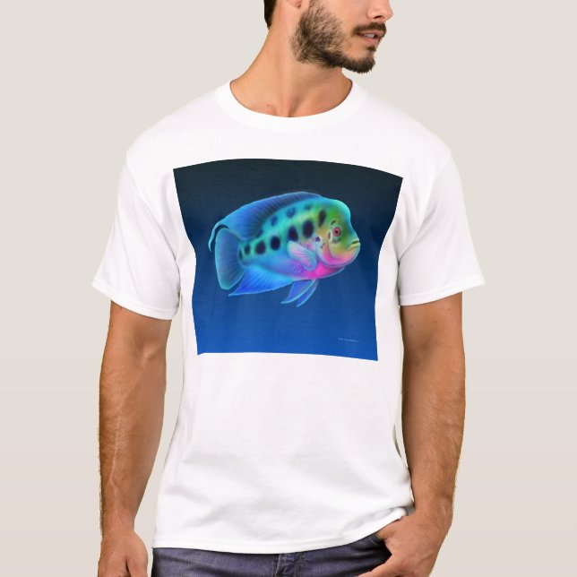 T-tröja för Flowerhorn Cichlidfisk T Shirt (Framsida)