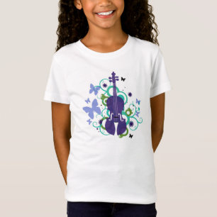T-tröja för fluga för flickafiolfladdrande t-shirt