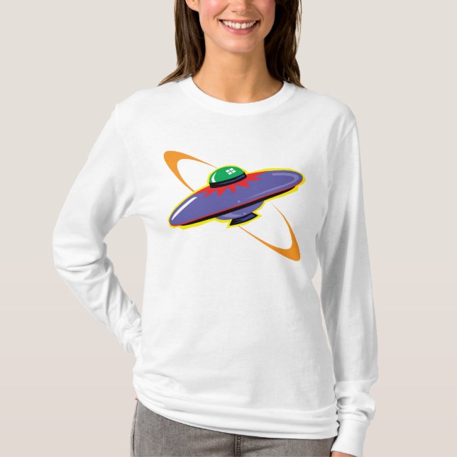 T-tröja för flyg för fantasiSpaceship/UFO Tee Shirt (Framsida)