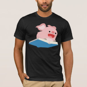 T-tröja för flygbok- och tecknadgris t-shirt