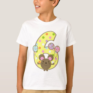 T-tröja för födelsedag för 6e för ballongmusg t shirt