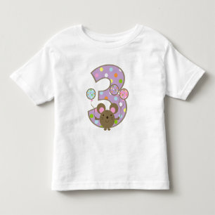 T-tröja för födelsedag för ballongmuslilor 3rd tee shirt