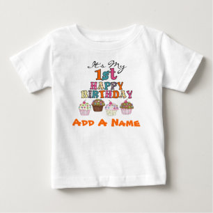 T-tröja för födelsedag för personligmuffins 1s t shirt