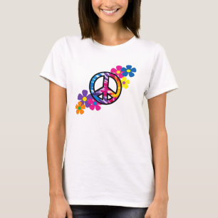T-tröja för fred- och blomma60-talHippie T Shirt