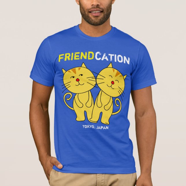 T-tröja för Friendcation katttecknad T-shirt (Framsida)