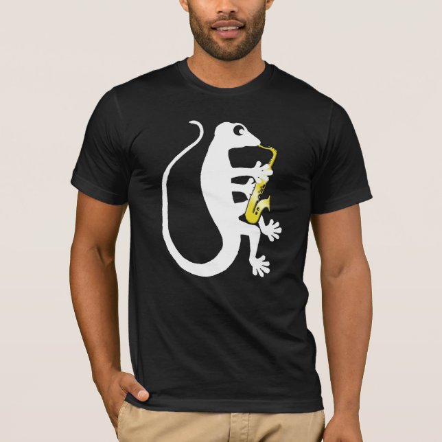 T-tröja för Geckosaxofonmörk T Shirt (Framsida)