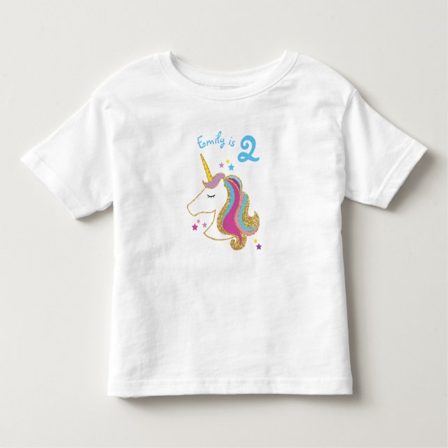 T-tröja för glitterUnicornMagicalGirl födelsedag Tee (Framsida)