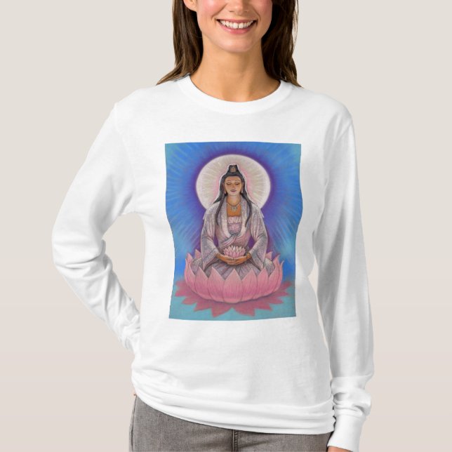 T-tröja för gudinnaKuan Yin långärmad Tee Shirt (Framsida)