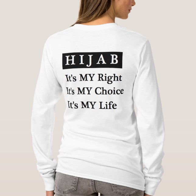 T-tröja för Hijab livlångärmad (vit) T Shirt (Baksida)