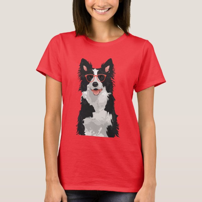 T-tröja för HipstergränsCollie för hund älskare T Shirt (Framsida)