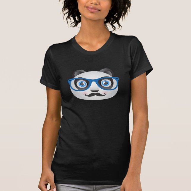 T-tröja för HipsterPandasvart Tee Shirt (Framsida)
