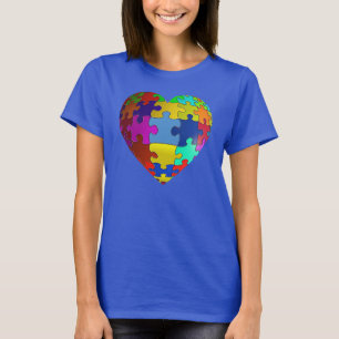 T-tröja för hjärta för Autismmedvetenhetpussel T Shirt