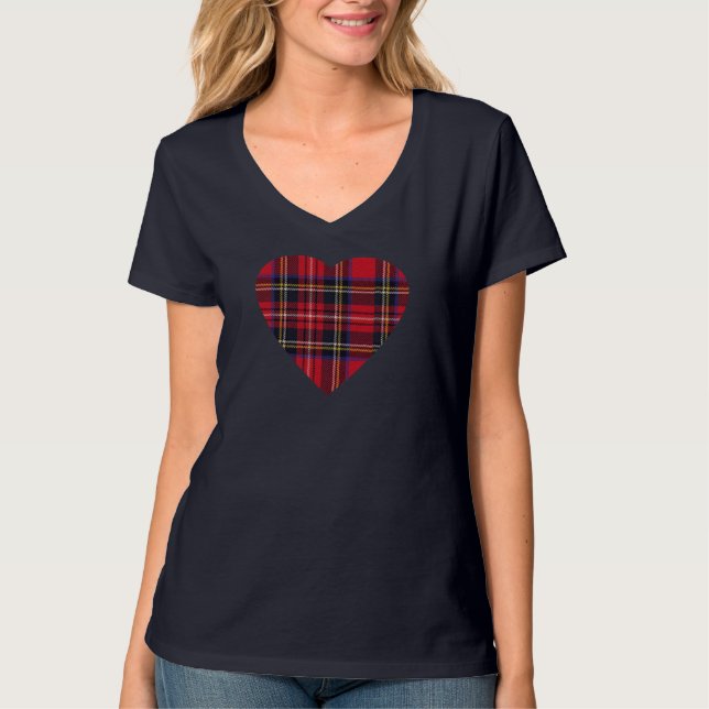 T-tröja för hjärta för kärlekSkottland Tartan T-shirt (Framsida)